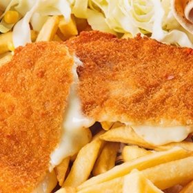 Cascaval pane cu cartofi pai si sos alb